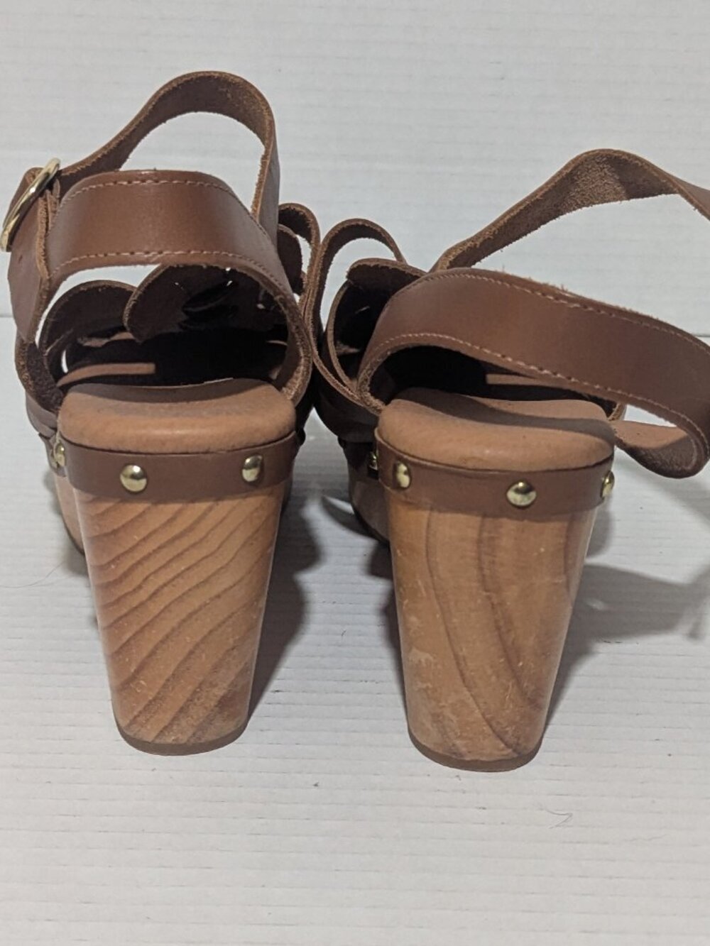 Anthropologie Pilcro Fisherman Clog Heels 8.5 Leather Retro Boho Shoes - Picture 6 of 11
